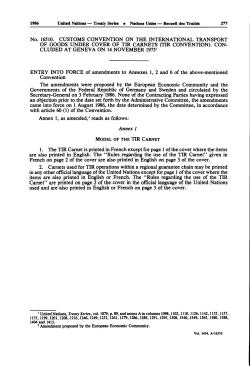 Annex 1 MODEL OF THE TIR CARNET