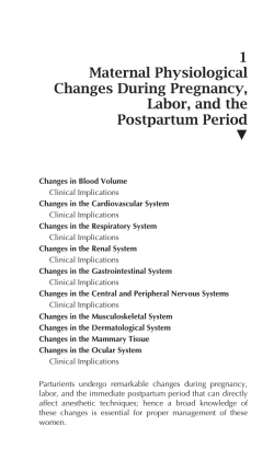 1 Maternal Physiological Changes During Pregnancy, Labor, and