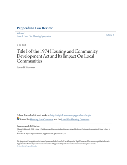 Title I of the 1974 Housing and Community Development Act and Its