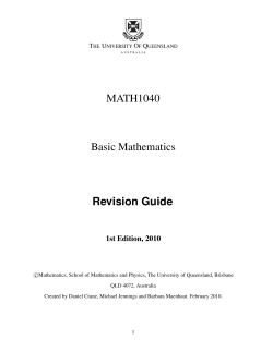 MATH1040 Basic Mathematics Revision Guide