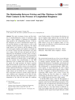 The Relationship Between Friction and Film Thickness in EHD Point