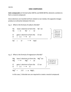 IONIC COMPOUNDS Ionic compounds are formed when