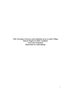 Strategies of Success and Limitation in an Arvanite Village