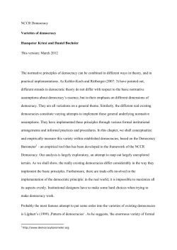 NCCR Democracy Varieties of democracy Hanspeter Kriesi and