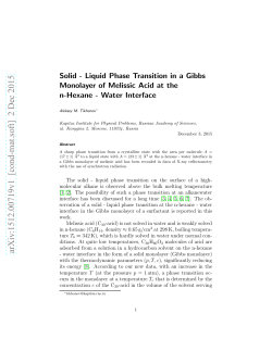 Solid-Liquid Phase Transition in a Gibbs Monolayer of Melissic Acid