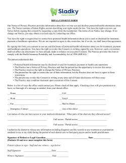 HIPAA CONSENT FORM Our Notice of Privacy Practices provides