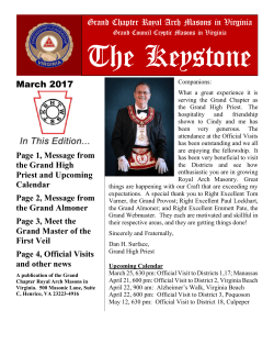 Page 1, Message from the Grand High Priest and Upcoming