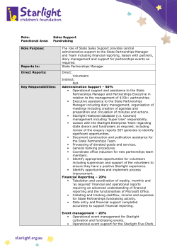 Role: Sales Support Functional Area: Fundraising Role Purpose