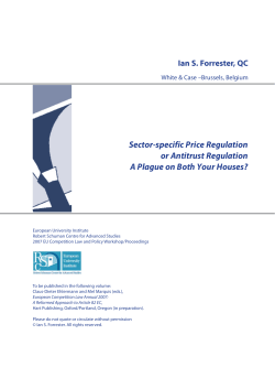 Sector-Specific Price Regulation or Antitrust Regulation