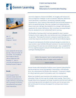 Jason`s Story Reluctance to Comfortable Reading