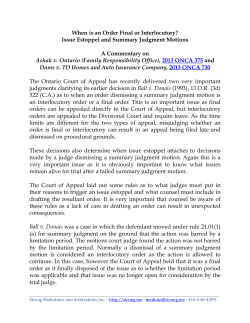Issue Estoppel and Summary Judgment Motions