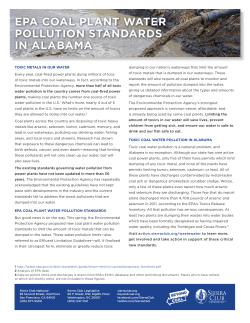 EPA COAL PLANT WATER POLLUTION STANDARDS IN ALABAMA