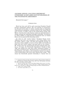 ANCHORS AWEIGH: ANALYZING BIRTHRIGHT CITIZENSHIP AS
