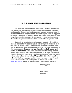 Summer Reading Program - Presbyterian Christian School
