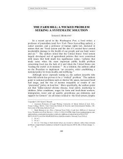 The Farm Bill: A Wicked Problem Seeking a Systematic Solution