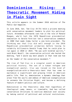 Dominionism Rising: A Theocratic Movement Hiding in Plain Sight