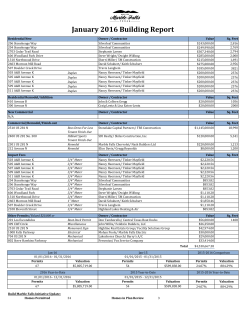 January 2016 Building Report