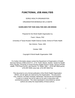Functional Job Analysis - World Health Organization