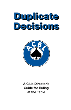 Duplicate Decisions - American Contract Bridge League