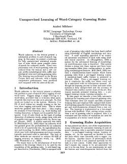 Unsupervised Learning of Word