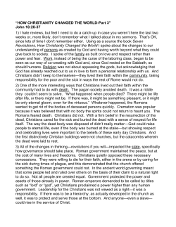 HOW CHRISTIANITY CHANGED THE WORLD-Part 3