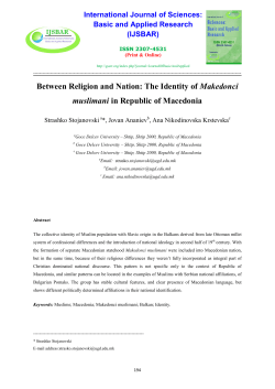 Between Religion and Nation: The Identity of Makedonci muslimani