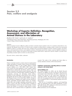 2.2 Session: Pain, welfare and analgesia
