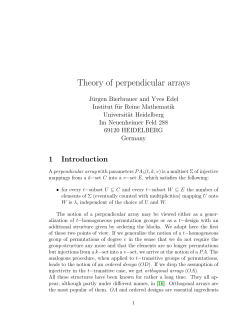 Theory of perpendicular arrays - Mathematisches Institut Heidelberg