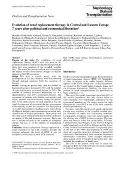 Evolution of renal replacement therapy in Central and Eastern