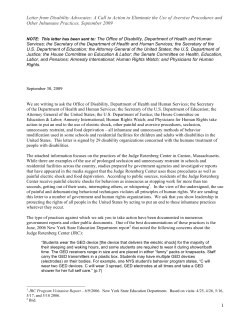 Letter from Disability Advocates - Gov`t. Agencies and Human Rights