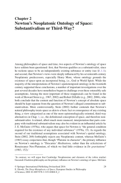 Newton`s Neoplatonic Ontology of Space: Substantivalism or Third