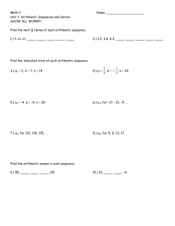 Math 3 Name: Unit 1: Arithmetic Sequences and Series SHOW ALL