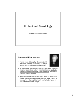 III. Kant and Deontology