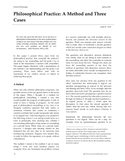 Philosophical Practice: A M ethod and Three Cases