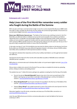 Help Lives of the First World War remember the Battle of the Somme
