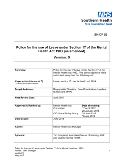 Policy for the use of Leave Under Section 17 of