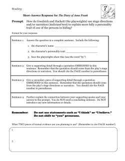 Short-Answer Response for The Diary of Anne Frank Prompt