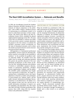 The Next GME Accreditation System &mdash; Rationale and
