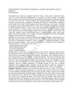 HYPNOTHERAPY: METAPHOR TECHNIQUES