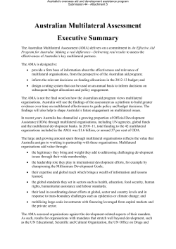 Australian Multilateral Assessment Executive Summary