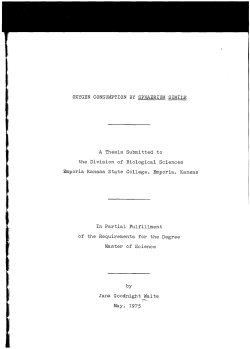 OXYGEN CONSUMPTION BY SPHAERIUM SIMILE A Thesis