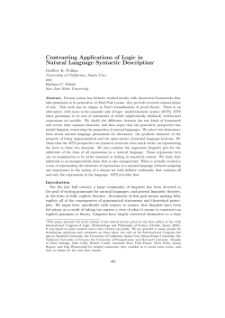 Contrasting Applications of Logic in Natural Language Syntactic