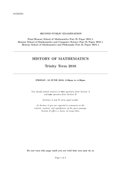 HISTORY OF MATHEMATICS Trinity Term 2016