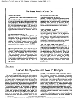 Panama: Canal Treaty&ndash;Round Two in Danger