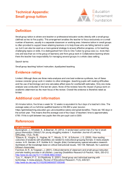 Technical Appendix: Small group tuition Definition Evidence rating