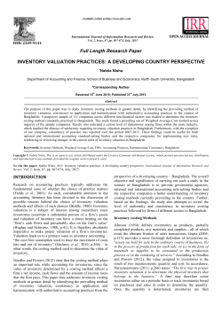 INVENTORY VALUATION PRACTICES: A DEVELOPING COUNTRY