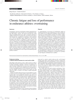 Chronic fatigue and loss of performance in endurance athletes