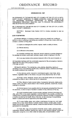 ordinance record - City of La Vista