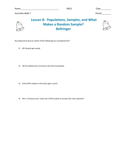 Lesson 8: Populations, Samples, and What Makes a Random
