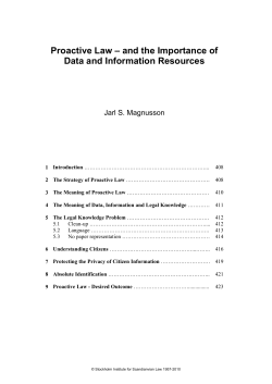 Proactive Law &ndash; and the Importance of Data and Information